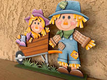 Load image into Gallery viewer, Scarecrow Wheelbarrow Standing File SVG, Glowforge Fall, Pumpkin Farm, Girl, Boy, Autumn, Gourd, Decor, Tiered Tray, LuckyHeartDesignsCo