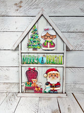 Load image into Gallery viewer, Christmas Wall Collage Shelf Holder Interchangeable Sign File Glowforge, Santa, Mrs Claus, Tree Chair Presents Standing, LuckyHeartDesignsCo
