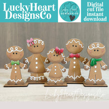 Load image into Gallery viewer, Gingerbread Bows Standing Family File SVG File, Grandma, Man, Men, Mom, Dad, Kids, Christmas, Personalized, Glowforge, LuckyHeartDesignsCo