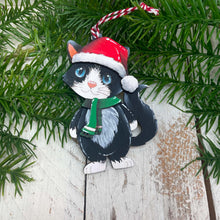 Load image into Gallery viewer, Cat Christmas Ornament File SVG, Glowforge, Scarf, Hat, Cute, Pet, Kitten, Santa, Wreath, LuckyHeartDesignsCo