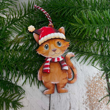 Load image into Gallery viewer, Cat Christmas Ornament File SVG, Glowforge, Scarf, Hat, Cute, Pet, Kitten, Santa, Wreath, LuckyHeartDesignsCo