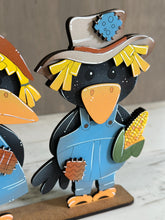 Load image into Gallery viewer, Crows Scarecrows Standing File SVG, Corn, Fall, Bird, Leaves, Autumn, Farm, Sweater Weather, Tiered Tray Glowforge, LuckyHeartDesignsCo