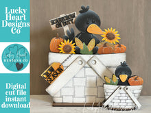 Load image into Gallery viewer, Crow Fall For The Flower Basket Interchangeable File SVG, Scarecrow, Sunflower TINY Pumpkin Farm Tiered Tray, Glowforge, LuckyHeartDesignsCo
