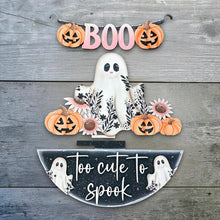 Load image into Gallery viewer, Boo Ghost Halloween Holiday Door Sign Interchangeable File, SVG Witch, Sunflower, Daisy Spooky, Pink, Seasonal, Home, Welcome, glowforge