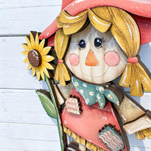 Load image into Gallery viewer, Scarecrow Pair Sunflowers Standing File SVG, Glowforge Fall, Pumpkin Farm, Girl, Boy, Autumn, Gourd, Decor, Tiered Tray, LuckyHeartDesignsCo