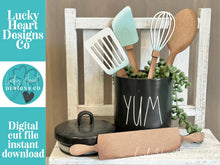 Load image into Gallery viewer, Baking Mug Filler File SVG, Kitchen, Spatula, Whisk, Rolling Pin, Cook, Cookies, Tiered Tray, Glowforge, LuckyHeartDesignsCo
