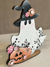 Load image into Gallery viewer, Ghost Pumpkin Sunflower Standing File SVG, Witch, Halloween, Jack-o-lantern, Boo, Trick Or Treat Tiered Tray Glowforge, LuckyHeartDesignsCo