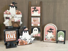 Load image into Gallery viewer, Boo Ghost Halloween Holiday Door Sign Interchangeable File, SVG Witch, Sunflower, Daisy Spooky, Pink, Seasonal, Home, Welcome, glowforge