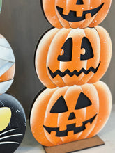 Load image into Gallery viewer, Stacking Pumpkins Halloween Faces Reversible File SVG, Cat, Mummy, Frankenstein, Fall, Glowforge, LuckyHeartDesignsCO