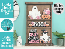 Load image into Gallery viewer, Ghost Flower Wall Collage Shelf Holder Interchangeable Sign File Glowforge, Halloween, Pumpkin Floral Sunflower Standing LuckyHeartDesignsCo