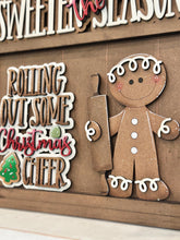 Load image into Gallery viewer, Gingerbread Baking Wall Collage Shelf Holder Interchangeable Sign File Glowforge, Santa, Cookie Christmas Standing, LuckyHeartDesignsCo