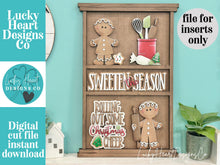 Load image into Gallery viewer, Gingerbread Baking Wall Collage Shelf Holder Interchangeable Sign File Glowforge, Santa, Cookie Christmas Standing, LuckyHeartDesignsCo