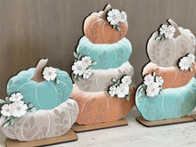 Load image into Gallery viewer, Stacking Scored Flower Pumpkins File SVG, Floral, Leafy, Leaves, Fall Glowforge, LuckyHeartDesignsCo