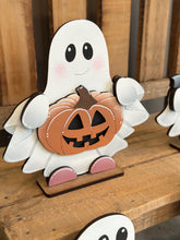 Load image into Gallery viewer, Ghost Standing File SVG, Halloween, Candy, Pumpkin, Jack-o-lantern, Boo, Trick Or Treat Tiered Tray Glowforge, LuckyHeartDesignsCo