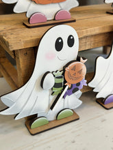 Load image into Gallery viewer, Ghost Standing File SVG, Halloween, Candy, Pumpkin, Jack-o-lantern, Boo, Trick Or Treat Tiered Tray Glowforge, LuckyHeartDesignsCo