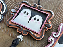 Load image into Gallery viewer, Hanging Vintage Ghost Frames File SVG, Trick or Treat, BOO, Floral, Flower, Ornament, Car Charm, Tiered Tray Glowforge, LuckyHeartDesignsCo