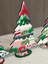 Load image into Gallery viewer, Patchwork Christmas Standing Tree File SVG, Bow, Fabric, Holly, mantle decor, Centerpiece, glowforge, LuckyHeartDesignsCo