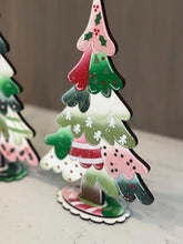 Load image into Gallery viewer, Patchwork Christmas Standing Tree File SVG, Bow, Fabric, Holly, mantle decor, Centerpiece, glowforge, LuckyHeartDesignsCo