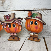 Load image into Gallery viewer, Fall Pumpkin People Standing File SVG, Glowforge, Farm, Girl, Boy, Autumn, Gourd, Cute Person, Decor, Tiered Tray, LuckyHeartDesignsCo