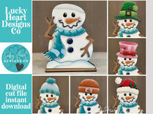 Load image into Gallery viewer, Snowman Interchangeable Animal Hat File SVG, Winter, Snowmen, Holiday, Christmas, Halloween, Boo, Spring, Glowforge, LuckyHeartDesignsCo