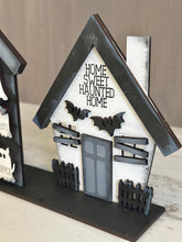 Load image into Gallery viewer, Halloween Family Standing House File SVG, Haunted, Gingerbread, Dog, Cat, Bat, Ghost, Tiered Tray, Glowforge, LuckyHeartDesignsCo