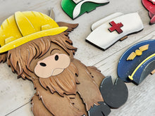 Load image into Gallery viewer, Animal Hats Professions Interchangeable File SVG, add on Fireman, Construction, Nurse, Coach, Police, Pilot, Glowforge, LuckyHeartDesignsCo