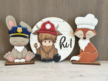 Load image into Gallery viewer, Animal Hats Professions Interchangeable File SVG, add on Fireman, Construction, Nurse, Coach, Police, Pilot, Glowforge, LuckyHeartDesignsCo