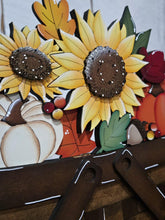 Load image into Gallery viewer, Fall Foliage Flower Basket Interchangeable File SVG, TINY, Fall Farm, Sunflower Pumpkins, Gourd, Tiered Tray, Glowforge, LuckyHeartDesignsCo