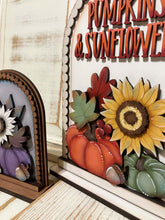 Load image into Gallery viewer, Fall Foliage Tall Arch Sign Interchangeable File SVG, TINY, INSERT only Fall, Pumpkins Sunflower Glowforge, Holiday, LuckyHeartDesignsCo