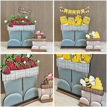 Load image into Gallery viewer, Boots Plaid Flower Basket Interchangeable File SVG, TINY, Fall, Home Decor, Christmas, Seasonal, Holiday, Glowforge, LuckyHeartDesignsCo