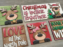 Load image into Gallery viewer, Reindeer Love Christmas Interchangeable Leaning Sign File SVG, Glowforge, Rudolph, Santa, Wreath, Lights, Tree, Holiday, LuckyHeartDesignsCo