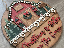 Load image into Gallery viewer, Farm Christmas Holiday Door Sign Interchangeable File, SVG, Barn, Tree, Wreath, Windmill, Lights, Seasonal Home Welcome, glowforge