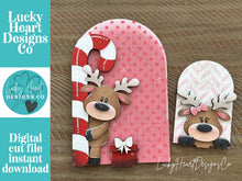 Load image into Gallery viewer, Reindeer Candy Cane Tall Arch Sign Interchangeable File SVG, TINY, INSERT only Rudolph, Christmas, Glowforge, Holiday, LuckyHeartDesignsCo