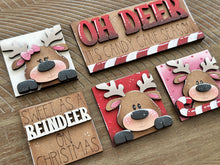 Load image into Gallery viewer, Reindeer Candy Cane MINI Interchangeable Leaning Sign File SVG, Christmas, Santa, Rudolph, Deer, Tiered Tray Glowforge, LuckyHeartDesignsCo