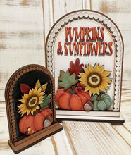 Load image into Gallery viewer, Fall Foliage Tall Arch Sign Interchangeable File SVG, TINY, INSERT only Fall, Pumpkins Sunflower Glowforge, Holiday, LuckyHeartDesignsCo