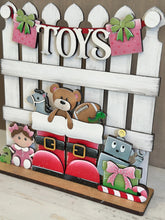 Load image into Gallery viewer, Santa Boots Toys Holiday Door Sign Interchangeable File, SVG, Christmas, Robot, Presents Bear Football Doll Seasonal Home Welcome, glowforge