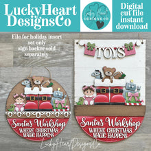 Load image into Gallery viewer, Santa Boots Toys Holiday Door Sign Interchangeable File, SVG, Christmas, Robot, Presents Bear Football Doll Seasonal Home Welcome, glowforge