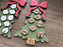Load image into Gallery viewer, Bow Tree Family Names Christmas Ornament File SVG, Glowforge Holiday, Personalized, Grandparents, LuckyHeartDesignsCo
