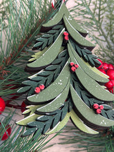 Load image into Gallery viewer, Foliage Christmas Tree Ornament File SVG, Glowforge Holiday, Mistletoe, Farmhouse, Wood, LuckyHeartDesignsCo