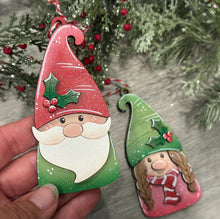 Load image into Gallery viewer, Gnome Pair Christmas Ornament File SVG, Holiday, Fun, Santa, Rudolph, Reindeer, Gnomie Glowforge, LuckyHeartDesignsCo