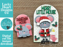 Load image into Gallery viewer, Mouse Christmas Tall Arch Sign Interchangeable File SVG, TINY, INSERT only Wreath, Tree, Christmas, Glowforge, Holiday, LuckyHeartDesignsCo
