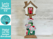 Load image into Gallery viewer, Mouse Christmas for the Birdhouse Interchangeable File SVG, Presents Santa, Mice, Seasonal, Holiday, Glowforge, Laser, LuckyHeartDesignsCo
