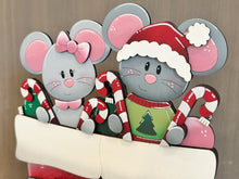 Load image into Gallery viewer, Mouse Christmas For The Flower Basket Interchangeable File SVG, TINY Mice, Santa, Candy Cane, Tiered Tray, Glowforge, LuckyHeartDesignsCo