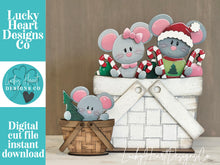 Load image into Gallery viewer, Mouse Christmas For The Flower Basket Interchangeable File SVG, TINY Mice, Santa, Candy Cane, Tiered Tray, Glowforge, LuckyHeartDesignsCo