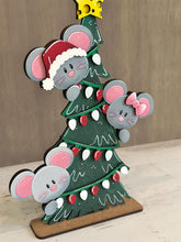 Load image into Gallery viewer, Mouse Christmas Tree Standing File SVG, Rudolph, Mrs. Claus, Mice, Santa, Present, Reindeer, Glowforge, LuckyHeartDesignsCo