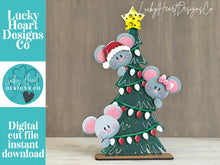 Load image into Gallery viewer, Mouse Christmas Tree Standing File SVG, Rudolph, Mrs. Claus, Mice, Santa, Present, Reindeer, Glowforge, LuckyHeartDesignsCo