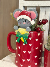 Load image into Gallery viewer, Mouse Christmas Mug Hugger File SVG, Glowforge Tiered Tray, Mice, Santa, Reindeer, Rudolph Tray Decor, Holiday, Topper, LuckyHeartDesignsCo