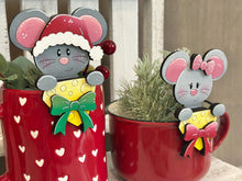 Load image into Gallery viewer, Mouse Christmas Mug Hugger File SVG, Glowforge Tiered Tray, Mice, Santa, Reindeer, Rudolph Tray Decor, Holiday, Topper, LuckyHeartDesignsCo