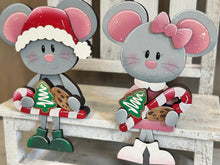 Load image into Gallery viewer, Mouse Christmas Shelf Hanging File SVG, Ledge, Chair, Couch, Mice, Christmas, Santa, Hanger, Tiered Tray Glowforge LuckyHeartDesignsCo