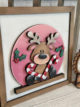 Load image into Gallery viewer, Reindeer Merry Christmas Snow Globe Interchangeable File SVG, TINY, Rudolph, Candy Cane, Glowforge, Santa, Tiered Tray LuckyHeartDesignsCo